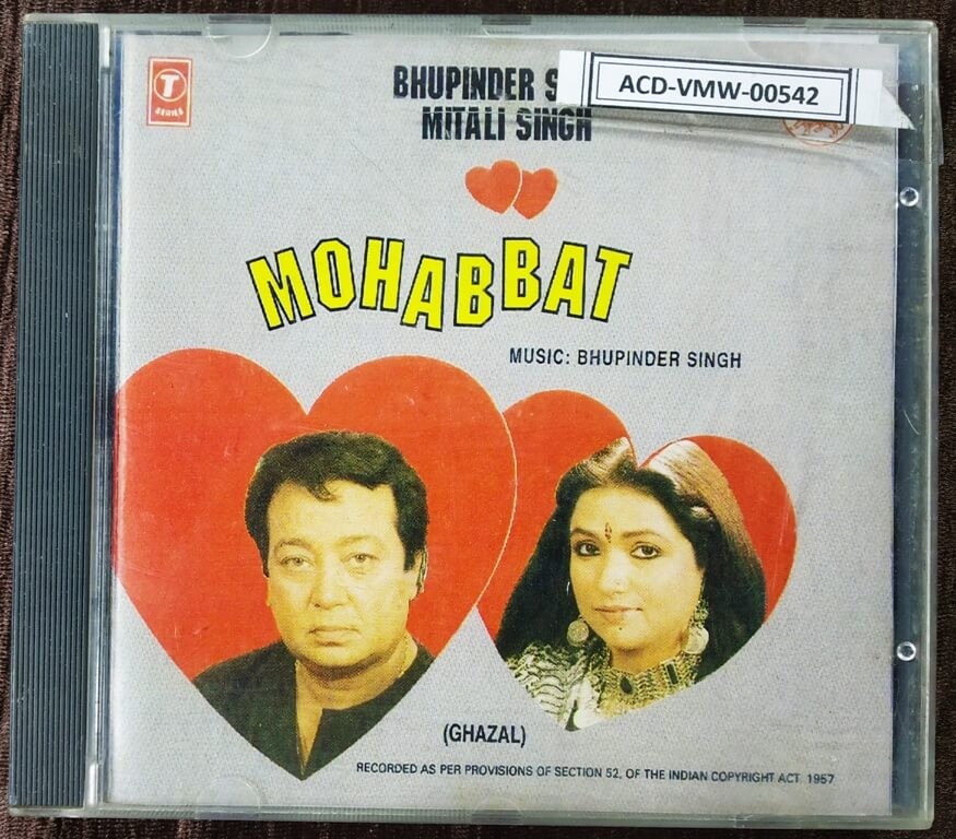 Bhupinder Singh & Mitali Singh - Mohabbat (1994) Bhupinder Singh Pre-Owned T Series Audio CD