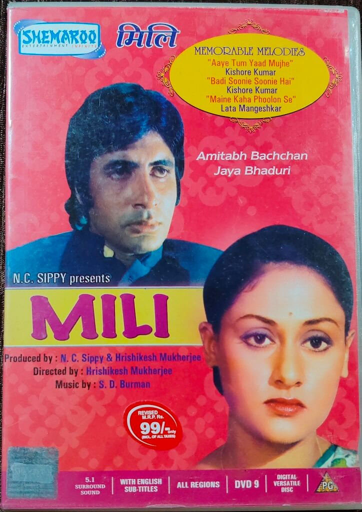Mili (1975) Directed by Hrishikesh Mukherjee & Music by S. D. Burman Mainstream Hindi Movie Pre-Owned Shemaroo Single DVD