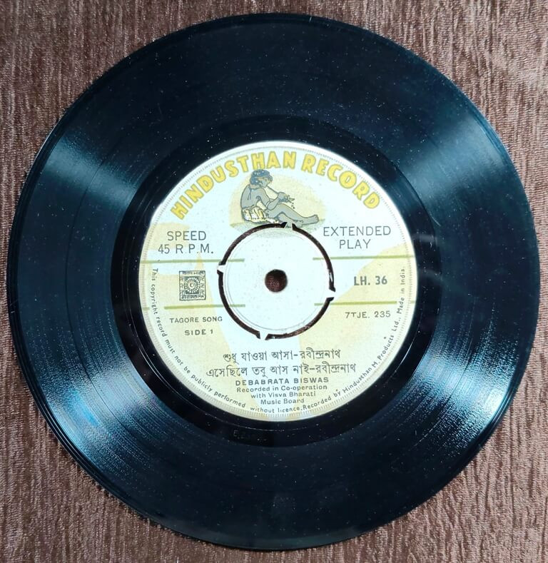 Debabrata Biswas – Tagore Songs (NA) Rabindranath Tagore Bengali Modern Song Pre-Owned Vinyl, 7" Hindusthan Record SP Record