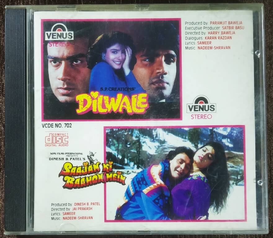 Dilwale (1994) Nadeem-Shravan / Saajan Ki Baahon Mein (1995) Nadeem-Shravan Pre-Owned Venus Audio CD