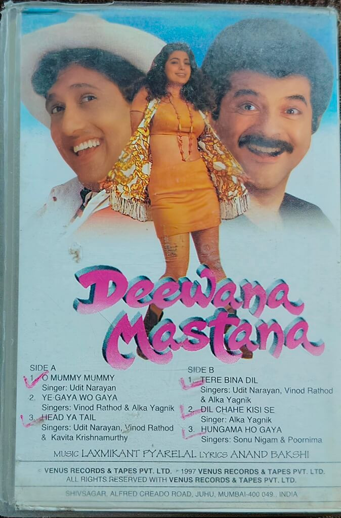 Deewana Mastana (1997) Laxmikant-Pyarelal Bollywood OST Pre-Owned Audio Venus Audio Cassette