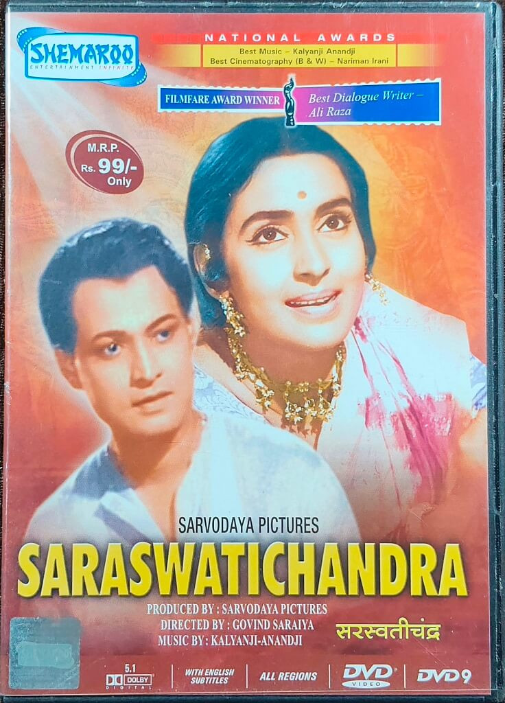 Saraswatichandra (1968) Directed by Govind Saraiya & Music by Kalyanji Anandji Mainstream Hindi Movie Pre-Owned Shemaroo DVD CD