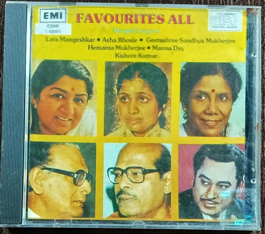 Favorites All - Bengali Songs of Lata Mangeshkar, Asha Bhosle, Geetashree Sandhya Mukherjee, Manna Dey, Kishore Kumar & Hemanta Mukherjee Compilation Bengali Album Pre-Owned EMI Imported Audio CD