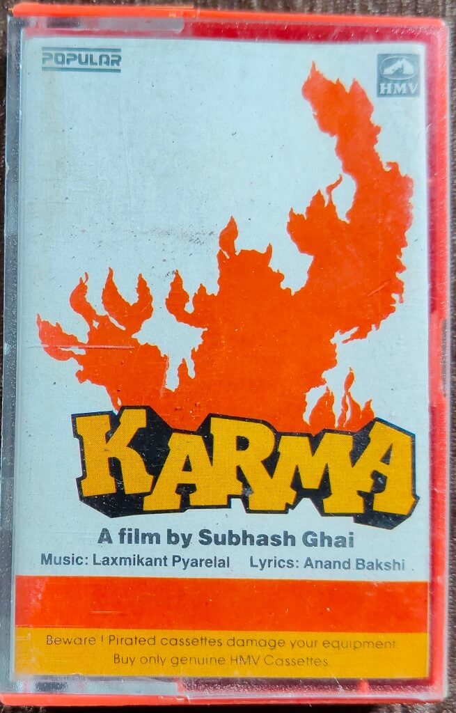 Karma (1986) Laxmikant-Pyarelal Pre-Owned HMV POPULAR 1st Edition Audio Cassette