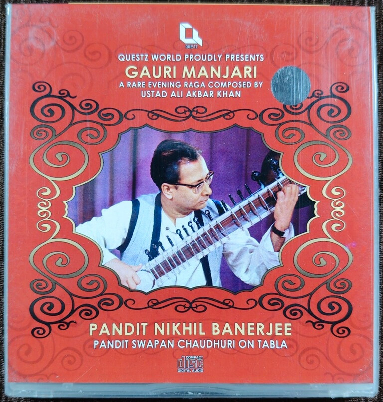 Audio CD, Pandit Nikhil Banerjee - Gauri Banjari, Classical, 2011, Ustad Ali Akbar Khan, Pandit Swapan Chaudhuri, Questz World, Q-MI-CJ-038, Hindi, India, 1st, 2011, Silver, Good++(90-95%), Good++(90-