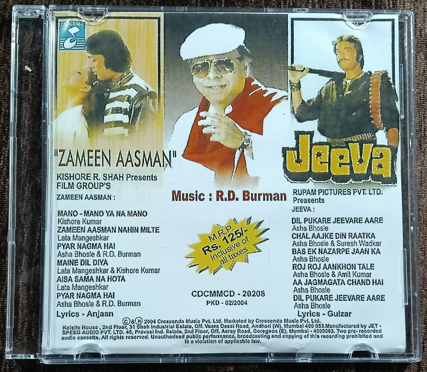 Zameen Aasman (1983) R.D. Burman / Jeeva (1986) R.D. Burman Pre-Owned  Crescendo Audio CD
