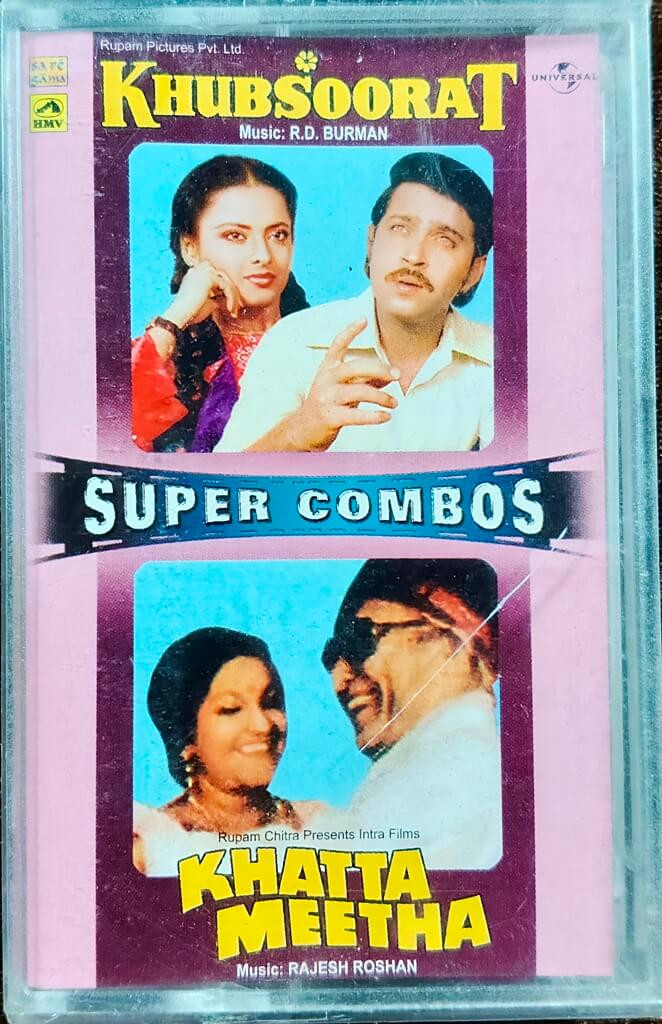 Khubsoorat (1980) R.D. Burman / Khatta Meetha (1978) Rajesh Roshan – Super Combos Pre-Owned Universal-HMV Audio Cassette