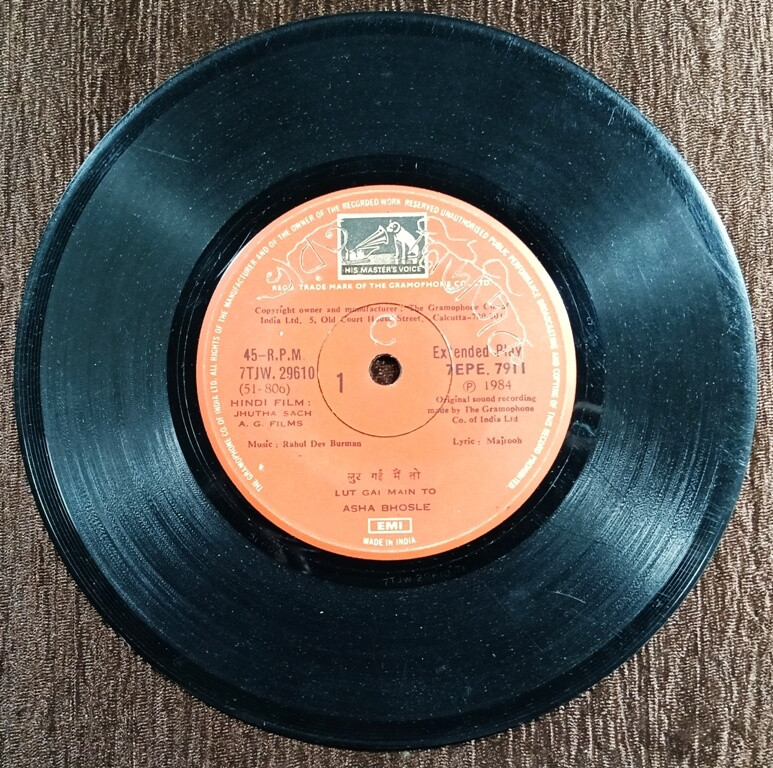 Jhutha Sach (1984) Rahul Dev Burman Pre-Owned Vinyl, 7" EP Record