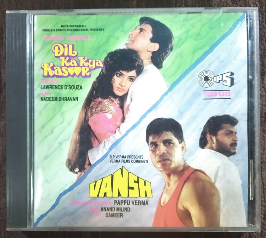Dil Ka Kya Kasoor (1991) Nadeem-Shravan / Vansh (1991) Anand-Milind Pre-Owned Tips Audio CD