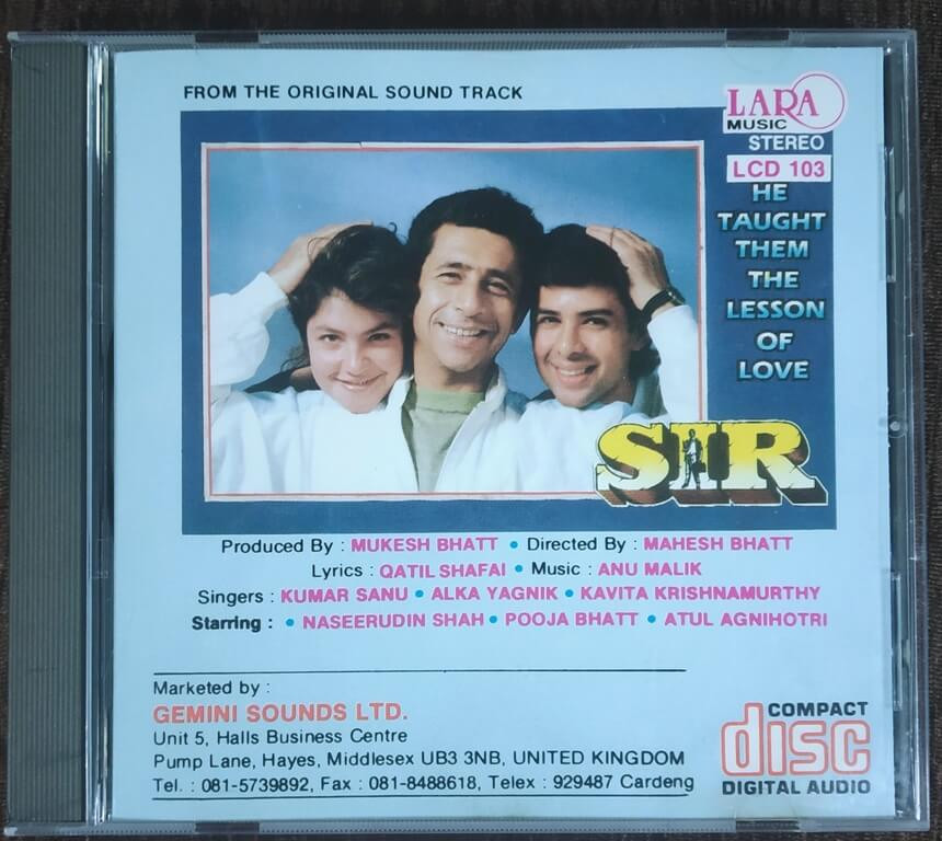 Sir (1993) Anu Malik Pre-Owned Lara Music Audio CD