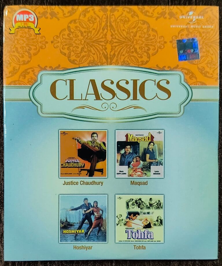 Classics - Justice Chodhury (1983)  Bappi Lahiri / Maqsad (1984) Bappi Lahiri /Hoshiyar (1985) Bappi Lahir / Tohfa (1984) Bappi Lahir Pre-Owned Universal MP3 CD